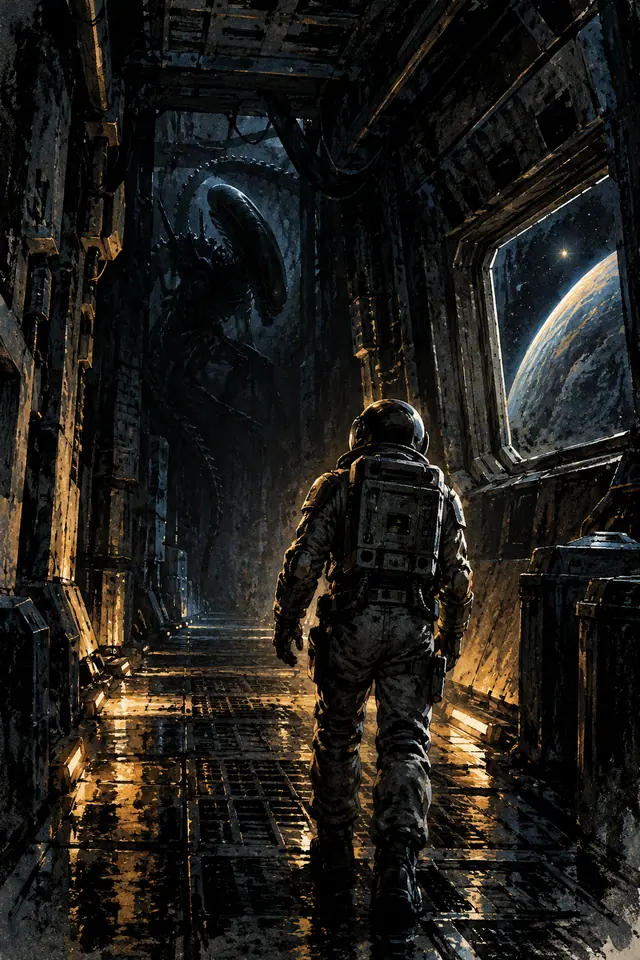 ภาพวาดสถานีอวกาศประกอบบทความ Alien: Romulus